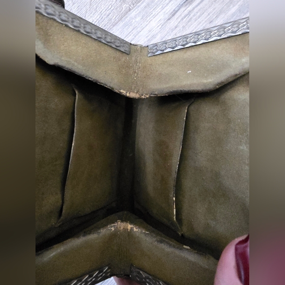 Antique Early 1900's Hand Tooled Leather Hand Bag Art Nouveau Deep Brown - Picture 13 of 13